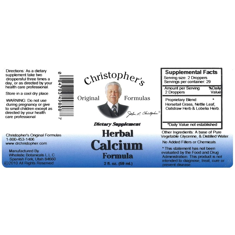 Christopher's Original Formulas Herbal Calcium Extract, Natural Bone Health Support,