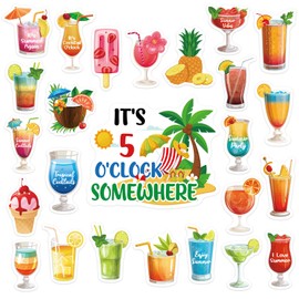 25Pcs Tropical Drinks Cruise Door Magnets Decorations, Funny Tropical Refrigerator Magnetic Summer Cocktail Drink Cruise Ship Door Magnet Stickers for Carnival Party Cabin Refrigerator Car Door Decor