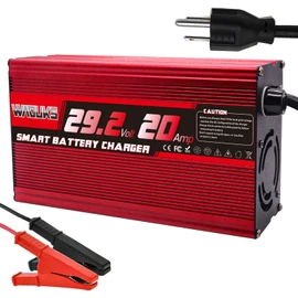 WAOUKS 29.2V 20A LiFePO4 Battery Charger Used for 8S 24V 25.6V LiFePO4 Battery Pack with Alligator Clip Smart Charger