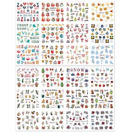 24 Styles Nail Stickers Christmas Water Transfer Nail Stickers Christmas Nail Art Stickers 3D Nail Art Water Decals Transfer Nail Sticker Christmas Tree Snowman Winter Nail Design Stickers