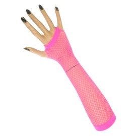 krautwear Women's Girls Sweatbands Headband 2 Wristbands Leg Warmers Gloves 80s Set Neon Pink (Mesh Gloves Pink)