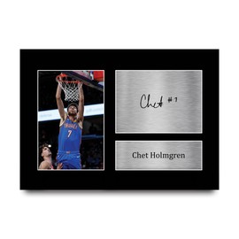 HWC Trading A4 Chet Holmgren Oklahoma City Thunder Basketball Gifts Printed Signed Autograph Picture for Basketball Memorabilia Fans - A4