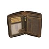 LEAS Vintage Style Zip Wallet in Genuine Leather Dark Cognac