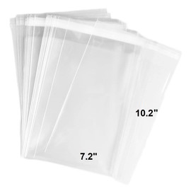 888 Display USA, Inc 100 Bags 7.2" x 10.2" 1.4 Mil w/Knurling Edges Crystal Clear Protective Closure Bags with Self Adhesive Flap Closure - Clear Resealable Cello/Cellophane Bags Good for Bakery,