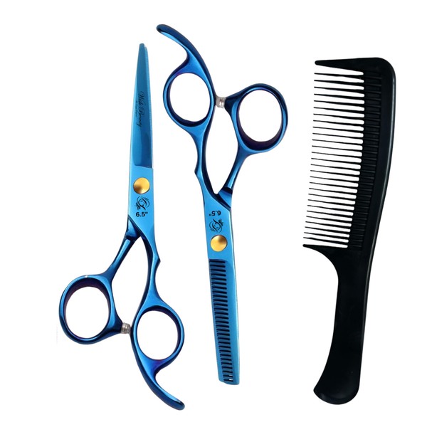 Glamified Glam 6.5inch Blue Professional Barber Hairdressing Scissors Set Salon