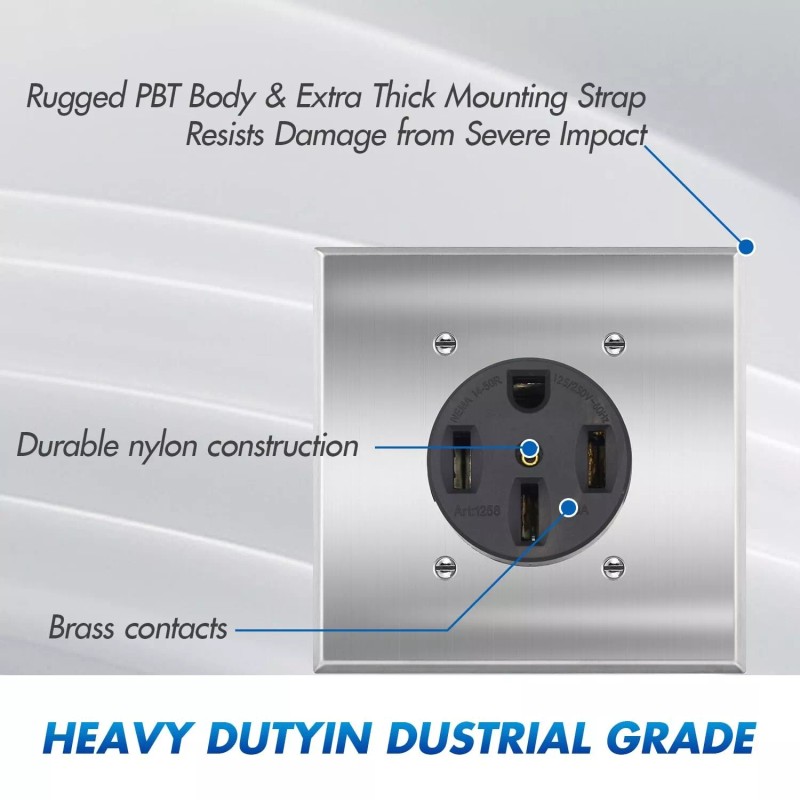 Maxbright NEMA 14-50R 50 A Receptacle Flush Mounting Outlet,3 P