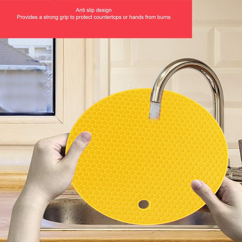 5Pcs Silicone Trivet Mat Square Round Honeycomb Hot Pad Non
