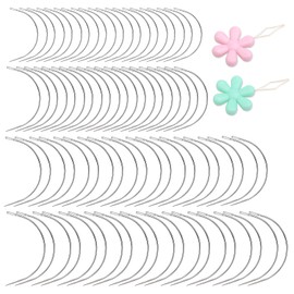 80 PCS Curved Needles, 4 Sizes Curved Sewing Needles Upholstery Weaving Needles C-Shaped Leather Needles for Leather Projects Carpet or Canvas Wig Making