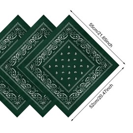 Pistha 12 Pack Bandanas for Women Men Cowboy Bandana Handkerchief Headband Face Mask Bulk for Party Costume (12, Dark Green)