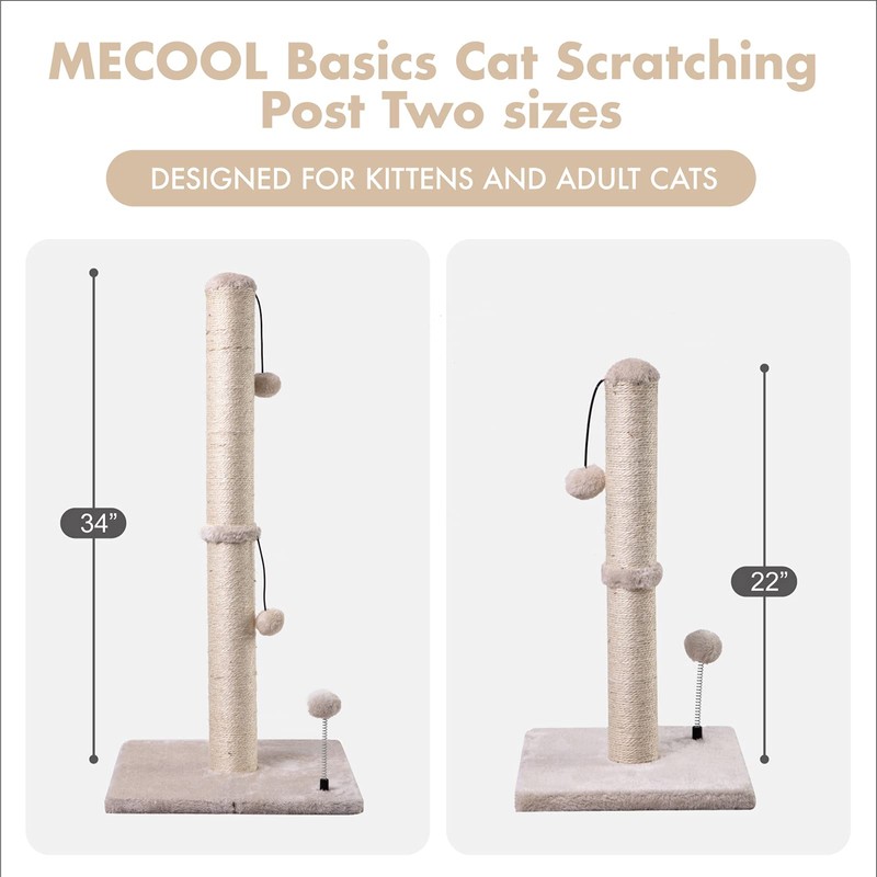 MECOOL Cat Scratching Post Premium Basics Kitten Scratcher Sisal Scratch