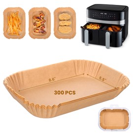 Molain 300 Pcs Air Fryer Liners Disposable Paper Liner Rectangular for Ninja Dual Air Fryer and More, Baking Parchment Airfryer Paper Non-stick Non-Washing Papers Liner for Airfryer Basket (8.6x5.5'')