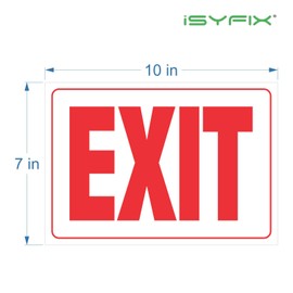 iSYFIX Exit Signs Stickers – 2 Pack 10x7 Inch – Premium Self-Adhesive Vinyl, Laminated for Ultimate UV, Weather, Scratch, Water and Fade Resistance, for Office, Buildings, Workplace, Indoor & Outdoor