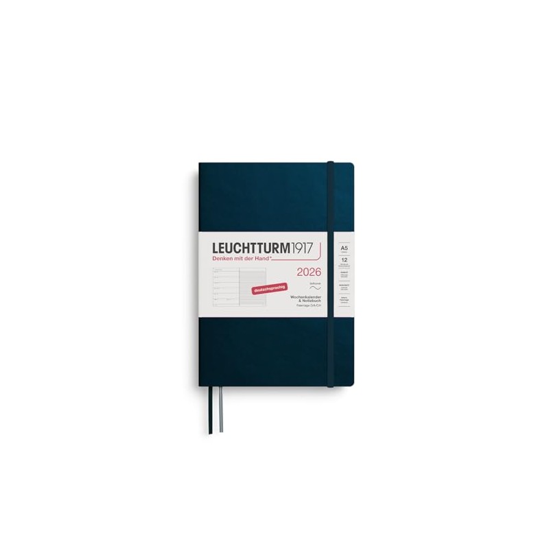 LEUCHTTURM1917 372499 Weekly Calendar & Notebook Medium (A5) 2026, 12