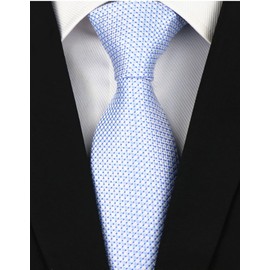 Corbatas de diseño de rayas a cuadros para hombre, diseño formal, 8 cm, Azul Blanco Gingham, Talla única