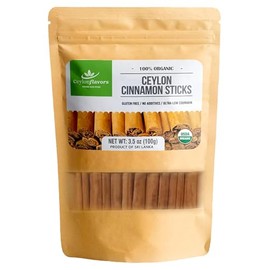 Ceylonflavors Fresh and Pure Palitos de Canela de Ceilán Orgánicos 3.5 Oz (3 ") Verdadera, De Grado Premium, Cosechada y Embalada de una Granja Orgánica Certificada por el Usda en Sri