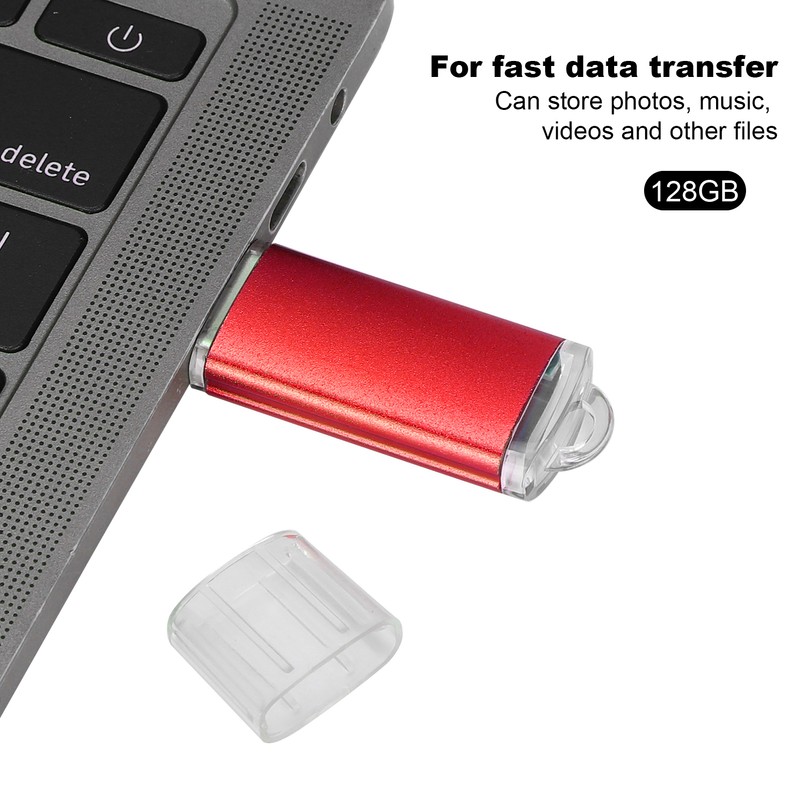 USB Flash Drive Transparent Cover Red Portable Storage Memory Stick