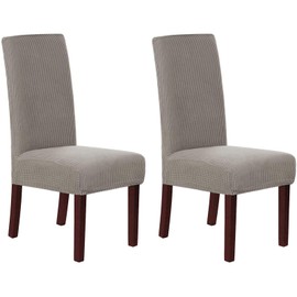 HOMECOVER Chair Covers, Set of 2, Stretch Jacquard Chair Covers for Dining Room Chairs, Universal, Removable Chair Cover for Dining Room, Hotel, Kitchen, Taupe, Set of 2