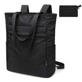 GOLF SUPAGS Foldaway Convertible Backpack 2 in 1 Casual Tote Shoulder Bag Nylon Daypacks Women Men Multifunctional School Work Travel Black, black