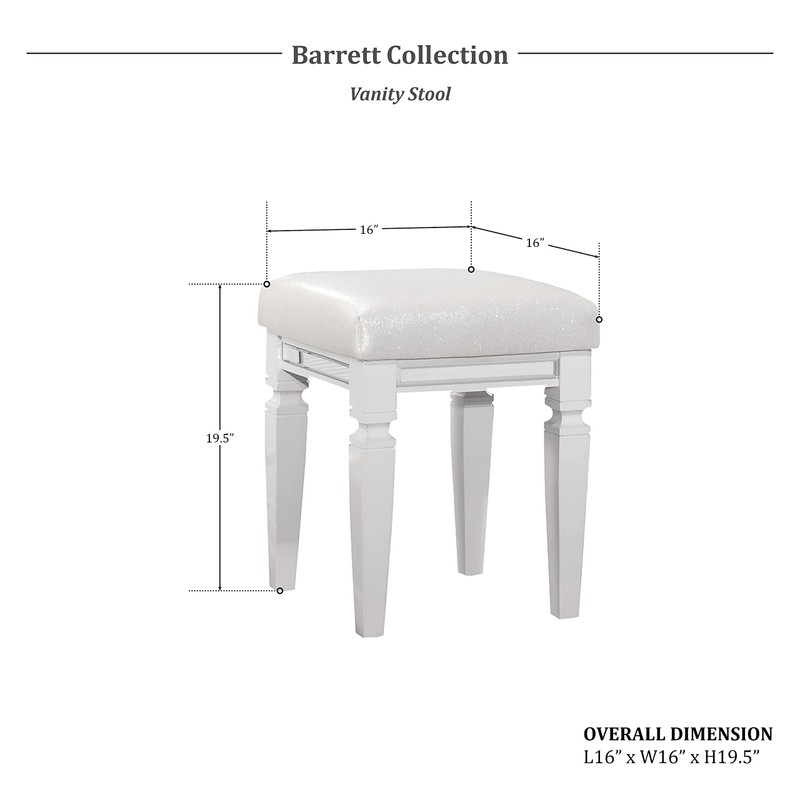 Lexicon Barrett Vanity Stool, White