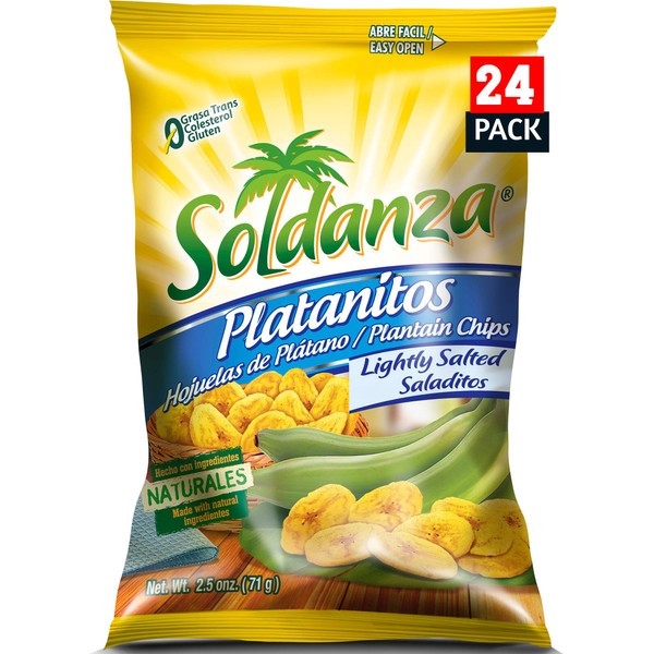 soldanza Plantain Chips, Lightly Salted, 2.5 oz (Pack of 24)