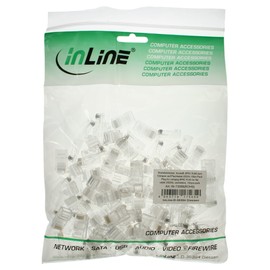 InLine® 73098 Modular Connectors 8P8C RJ45 for Crimping Onto Flat Cables Pack of 100