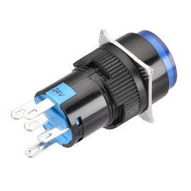 Heschen 16mm Round Momentary Push Button Switch 1NO 1NC 24V LED Lamp 5 Pack (Blue)