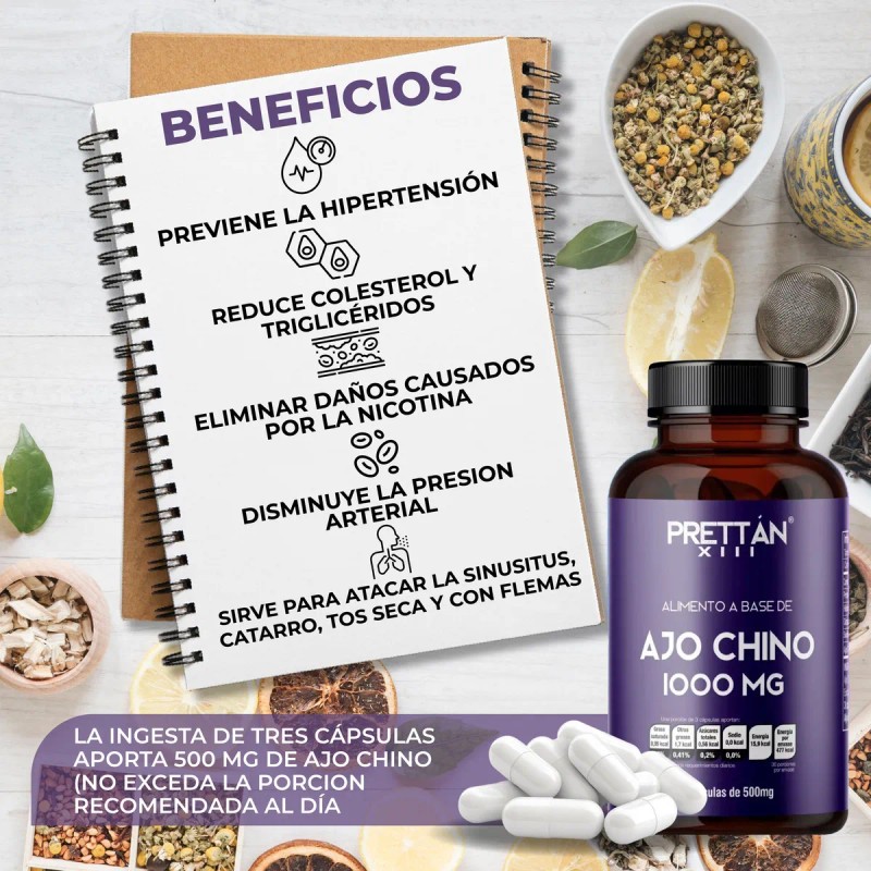 Ajo Chino Suplemento Alimenticio 500mg 90 Capsulas Prettan