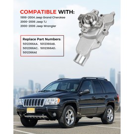 Btongint High - Performance Water Pump for 4.0L L6 Engine Vehicles (1999-2006), Compatible with Models Similar to 1999-2004 Grand Cherokee and 2000-2006 Wrangler TJ