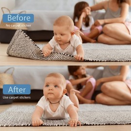 Rug Grippers for Laminate Floor,12 PCS Carpet Grippers Stop Rugs from Sliding on Carpet Anti Slip Rug Grips Rubber Rug Sticker Rug Underlay Double Sided Non Slip Rug Grips for Wooden Floor 95*75mm