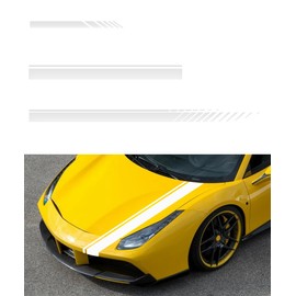 Flaconi Pack of 5 Car Stickers, Car Tuning, Car Sticker Side, Racing Sticker, Car Racing Body Side Strip Sticker, Vinyl Racing Strip Sticker for Car Decoration (White)