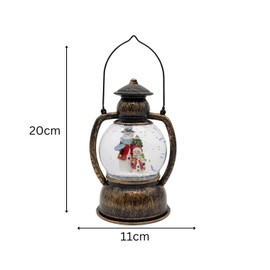 Marco Paul Snowman Christmas Decorations - Large Traditional Light Up Christmas Lantern Snow Globe for Christmas table decorations Christmas Ornaments for the home (Snowman Family)