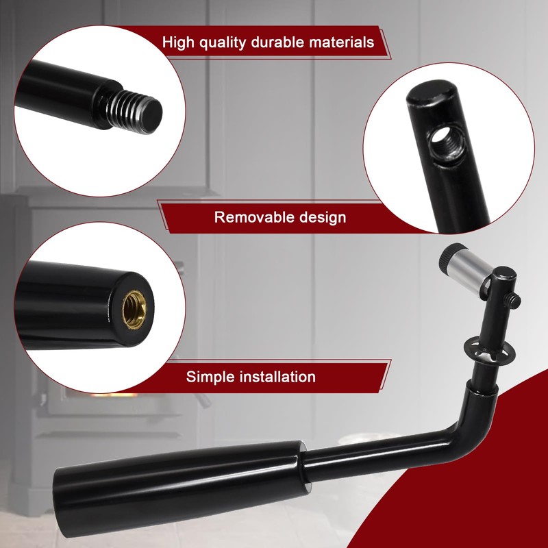 Hiorucet SRV7093-024D Threaded Door Handle Assembly for PelPro Stoves PP60