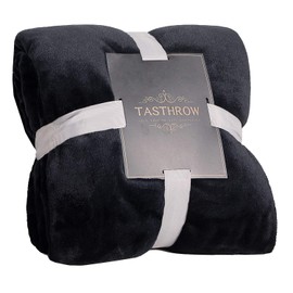 TASTHROW Large Flannel Fleece Throw Blanket, 50×70 Inch - Cozy Lightweight Thick Blanket - All Seasons Suitable for Women, Men and Kids (Black)