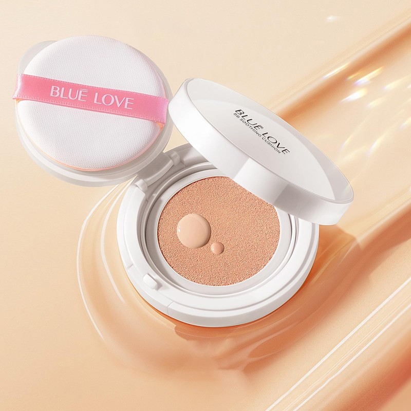 BLUE LOVE Cushion Liquid Foundation BB Cream, Lightweight Makeup BB