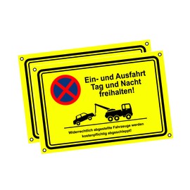 Einfahrt freihalten Signs - Ausfahrt freihalten Sign - Parken verboten - Fahrzeug wird abgeschleppt! - Garage Tag und Nacht freihalten (30 x 20 cm) (2 pcs. Ausfahrt freihalten Tag und Nacht)