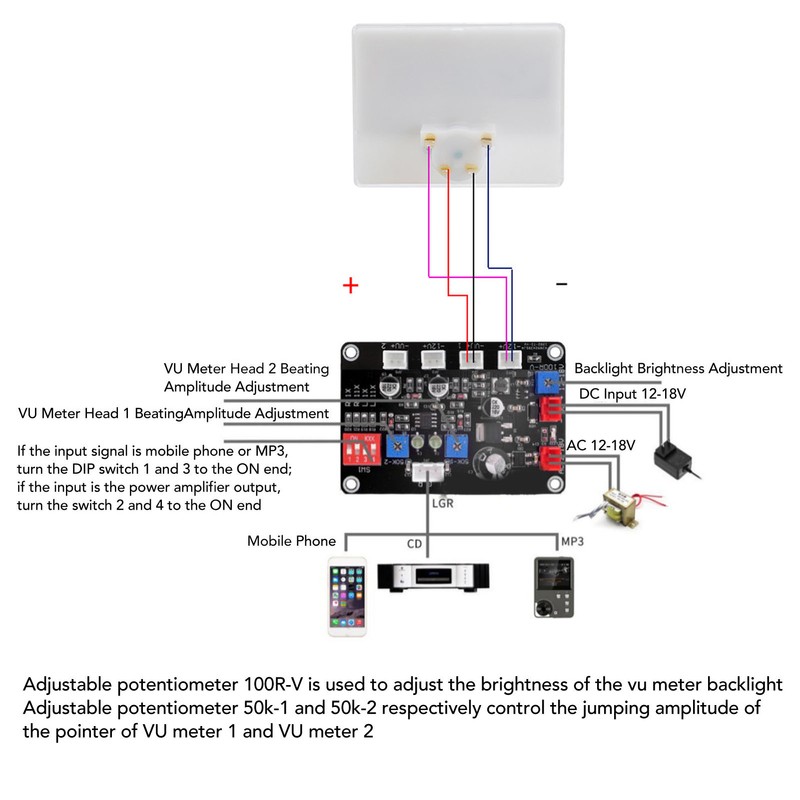 High Accuracy Power Amplifier VU Meter Preamplifier Audio Level Meter