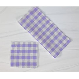 lovemyfabric Poly Cotton Gingham/Checker Print 18"X18" Dinner Napkins for Dinner, Buffet Tables & Outdoor Picnic (4, Lavender)
