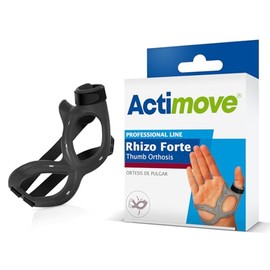 Actimove Professional Line Rhizo Forte - Ortesis de pulgar - Soporte para pulgar para osteoartritis, pulgar esquiador, artritis reumatoide, esguinces, diseño patentado, mano derecha, negro, mediano