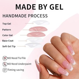 160Pcs White French Tip Press on Nails Medium Square Fake Nails French Tip Nails Press Ons 5 Color Glossy Soft Gel False Nail Full Cover Acrylic Glue on Nail for Women Manicure 5Pack
