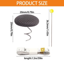 SWZHAI Bed Skirt Pins 16 Pcs, Flax Covered Button Twist Pins, Upholstery Pins Twist for Slipcovers Bedskirts Sofa Upholstery Armrest Covers +1.5M Soft Ruler+5 Marking pins (Dark Grey)