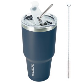 BJPKPK 30 oz Tumbler with Lid and Straw Stainless Steel Double Wall Vacuum Insulated Tumblers,Navy Blue