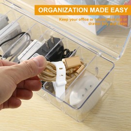 Clickinline 2 Pack Cable Organiser Box, Cable Tidy Box With Lid, Plastic Cable Management Boxs With 7 Compartments, Wire Organiser Cable Storage for Office, Home Charger Storage, Desk Wire Tidy