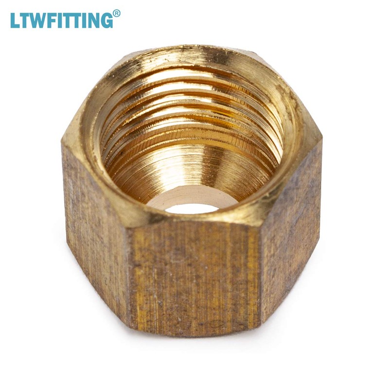 LTWFITTING 1/4-Inch Brass Compression Nut,Brass Compression Fitting(Pack of 100)