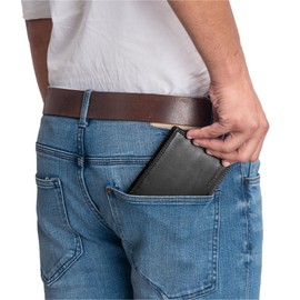 STILORD 'Samuel' Men's Leather Wallet Small Vintage RFID Wallet Men's Card Wallet Genuine Leather, black, coin purse