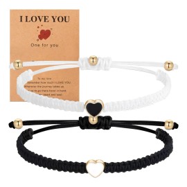 Beayungry 2pz Pulseras Tejidas Parejas Amistad Joyeria Hombre Mujer Día de San Valentín Regalo