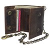 Men's RFID Blocking Trifold Vintage Leather Biker Chain Wallet With