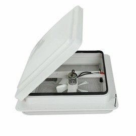 wangtney 1 Pack 14" RV Roof Vent for Camper Trailer Universal White Lid Roof Vent with 12V RV Vent Fan 6" Blades White lid Inner for Garnish Ring