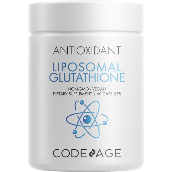 Codeage Liposomal Glutathione Supplement - Pure Reduced Setria L Glutathione Skin - Nano Encapsulated Glutathione Powder Pills - Phospholipids - Antioxidant Complex - Vegan, Non-GMO - 60 Capsules