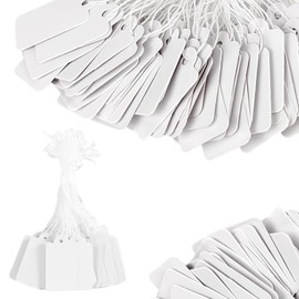 Norhogo Pack of 500 Price Labels, Hanging Labels, Price Tags, Marking Labels with Thread, Price Tags for Labelling for Flea Market, Jewellery, Gift, Hang Tag, White, 25 mm x 45 mm