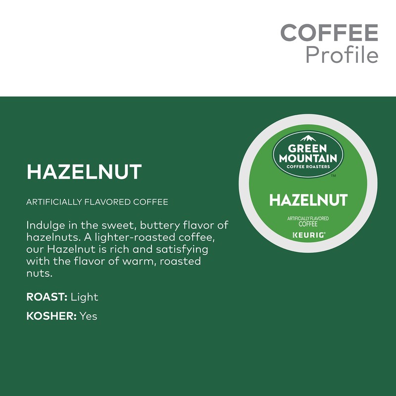 Green Mountain Coffee Roasters Hazelnut Keurig Single-Serve K-Cup Pods, 12